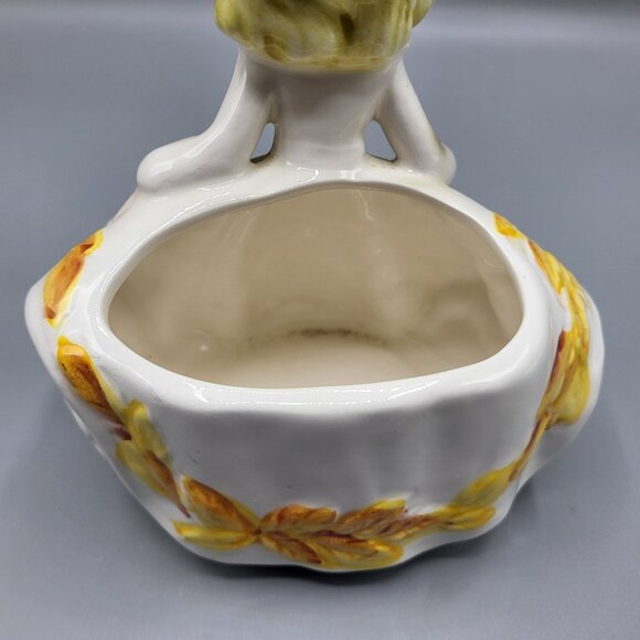 Vintage Relpo 6081 Girl Head Vase Planter Yellow Daisy Flowers Made In Japan - Picture 15 of 16